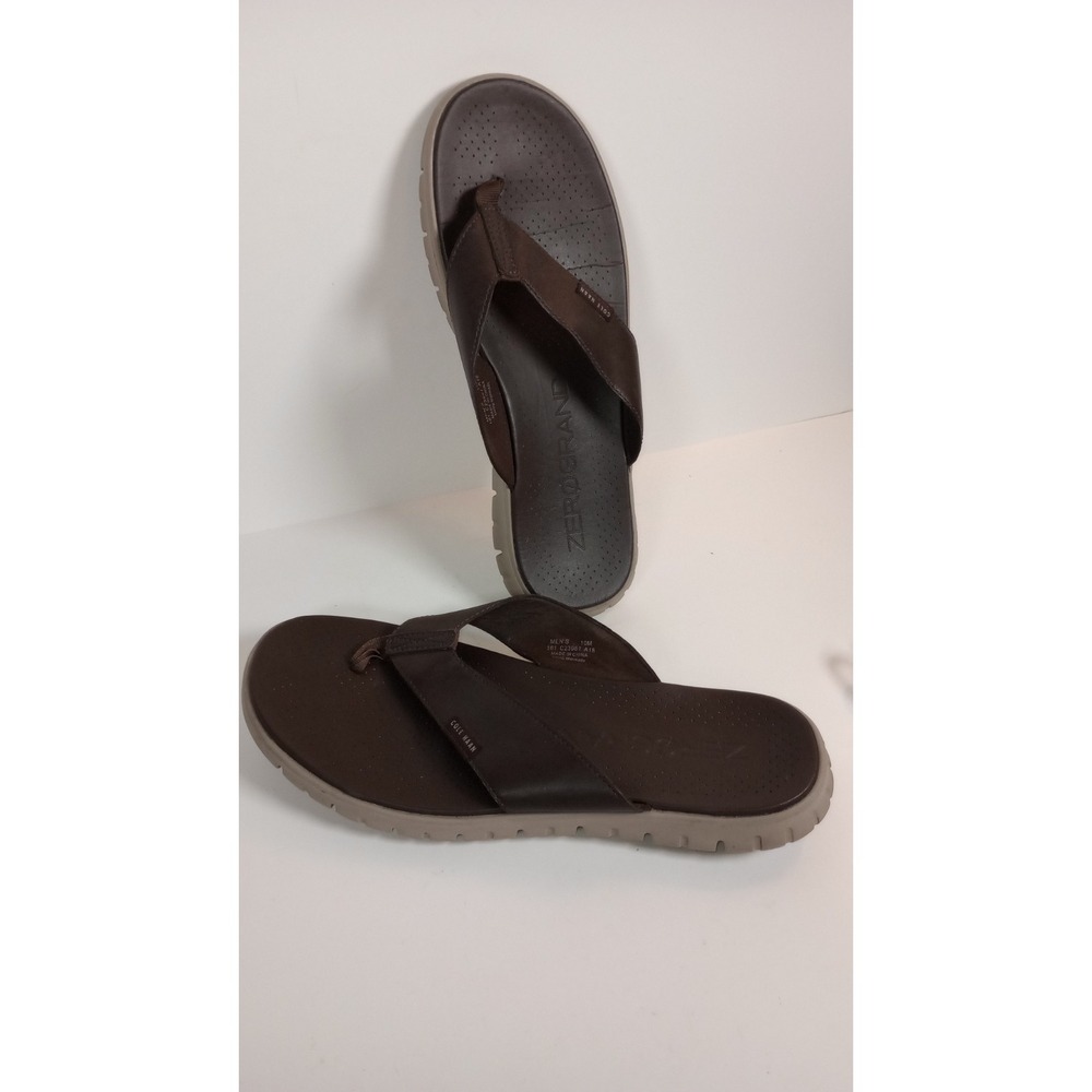 Cole Haan Zerogrand Thong Sandals Brown Leather Mens 10M C23981